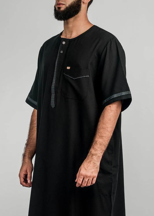 Imaarah Short Sleeve Thobe Black