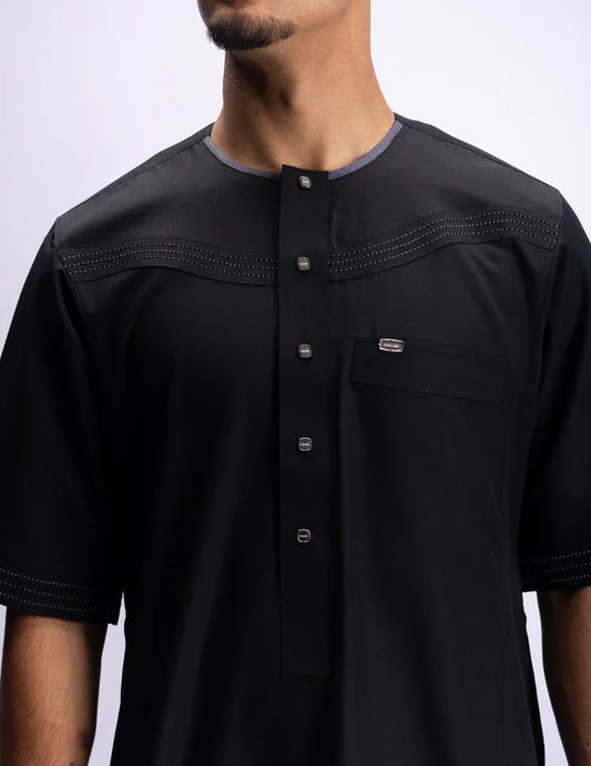 Amaani Silhouette Thobe SS(Black)