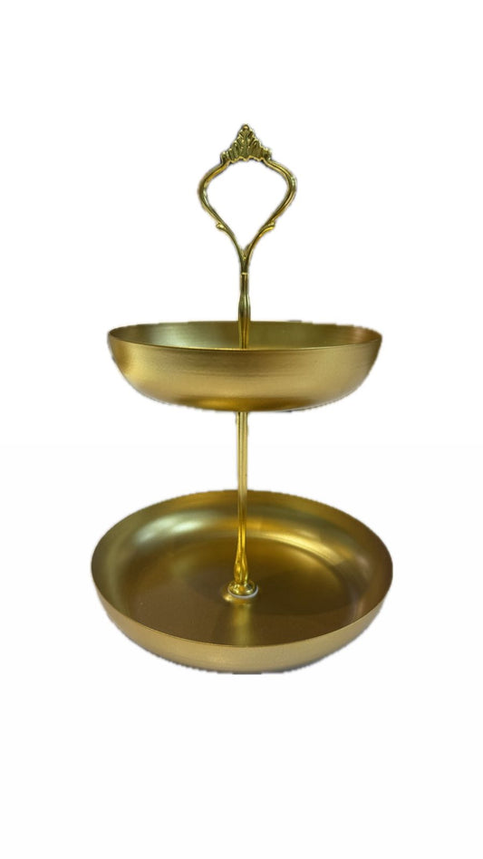 Gold Metal Cake Stand 2tier (XKD508)