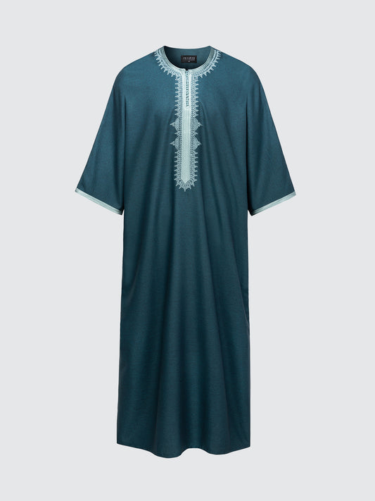 Imaarah Moroccan 3/4 Short Sleeve Thobe Emarald Green