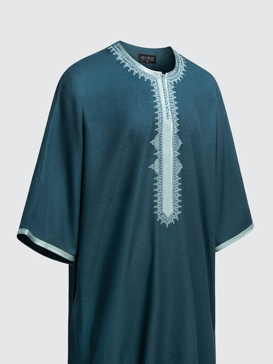Imaarah Moroccan 3/4 Short Sleeve Thobe Emarald Green
