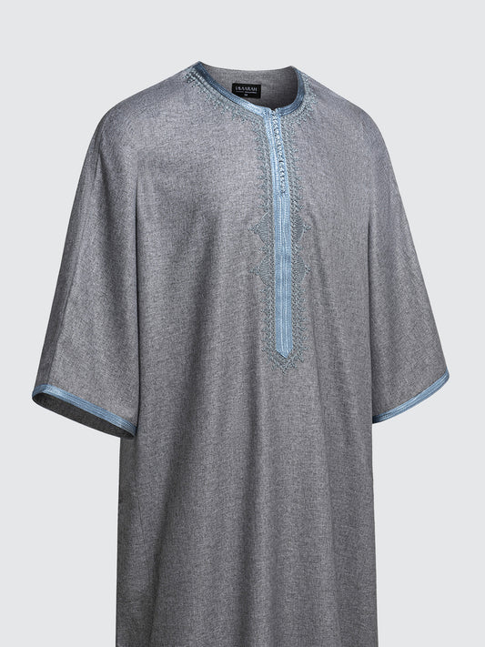 Imaarah Moroccan 3/4 Short Sleeve Thobe Grey
