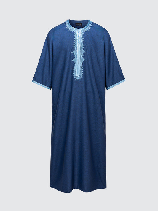 Imaarah Moroccan 3/4 Short Sleeve Thobe Navy