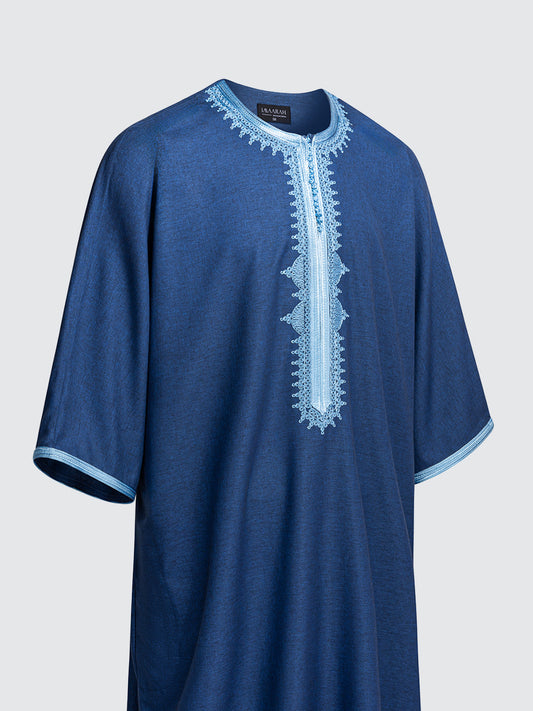 Imaarah Moroccan 3/4 Short Sleeve Thobe Navy