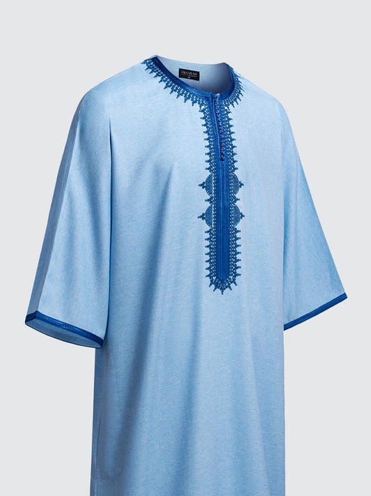Imaarah Moroccan 3/4 Short Sleeve Thobe Sky Blue