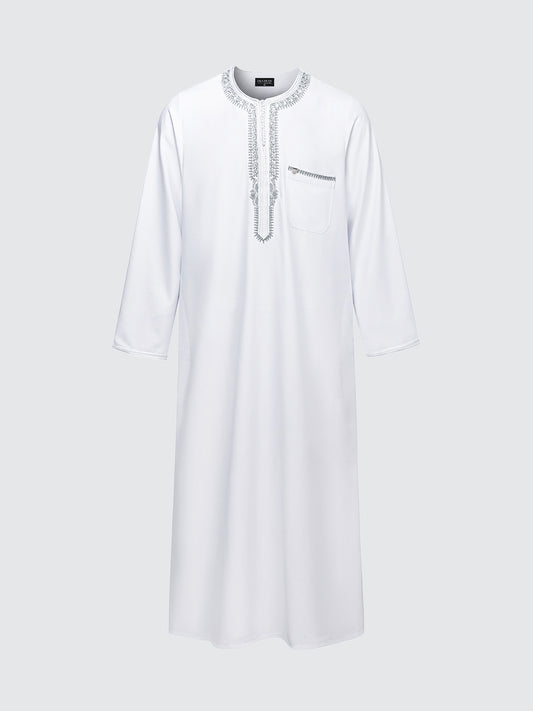 Imaarah Moroccan Long Sleeve Thobe with Pants White