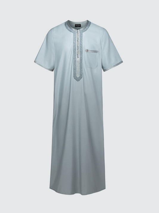 Imaarah Moroccan Short Sleeve Thobe Cool Grey