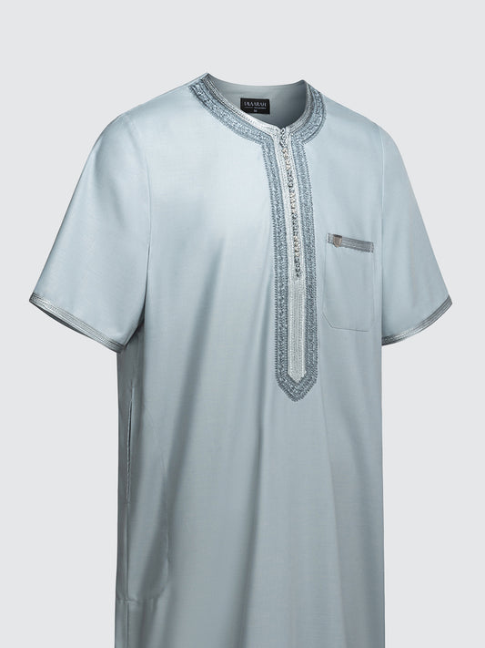 Imaarah Moroccan Short Sleeve Thobe Cool Grey