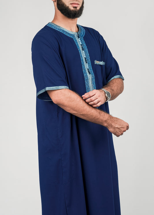 Imaarah Moroccan Thobe Navy With Sky Blue